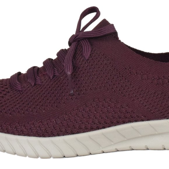 Skechers Shoe Memory Foam Women Wide Lace Up Flex Salutations Sneaker Burgundy - Picture 2 of 3